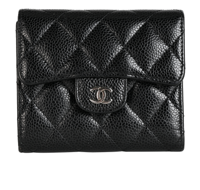 Chanel Classic Flap Wallet, &pound;475, Accessories, Black, Caviar Leather, Front view